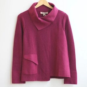 Beyond Threads Asymmetric Alpaca Merino Wool Cardigan Jacket Purple Sz M *FLAW